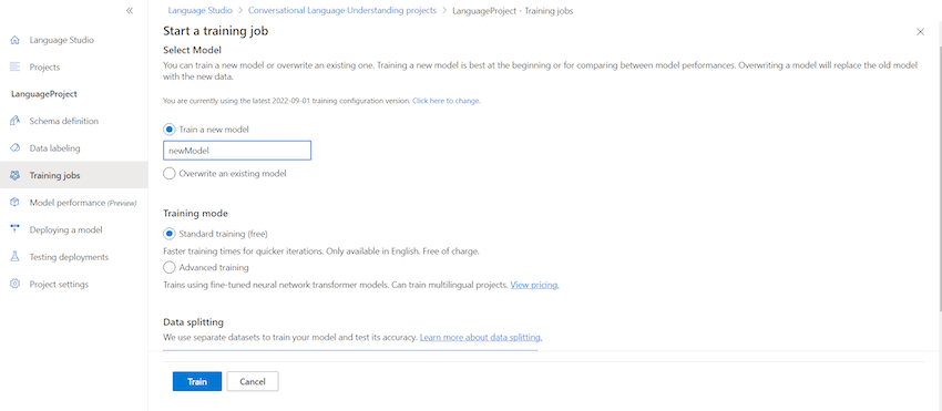 Start a training job